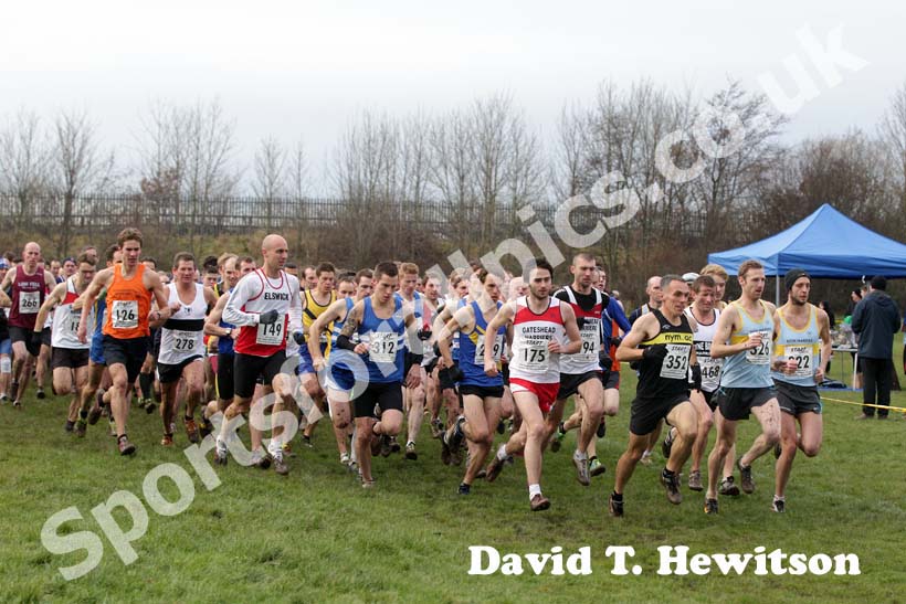 Senior mens start 2012 North East Championships, Summerhill Country Park, Hartlepool.